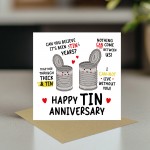 Funny Tin Anniversary Card For Husband 10th Anniversary Card