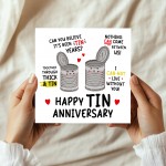 Funny Tin Anniversary Card For Husband 10th Anniversary Card