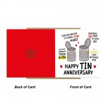 Funny Tin Anniversary Card For Husband 10th Anniversary Card