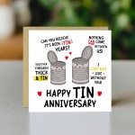 Funny Tin Anniversary Card For Husband 10th Anniversary Card