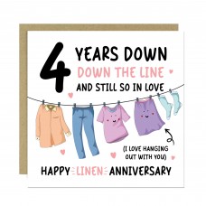 Funny Linen Anniversary Card For Husband Wife 4th Anniversary