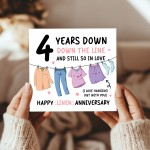 Funny Linen Anniversary Card For Husband Wife 4th Anniversary