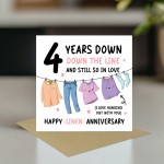 Funny Linen Anniversary Card For Husband Wife 4th Anniversary
