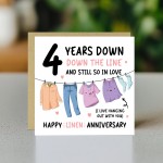 Funny Linen Anniversary Card For Husband Wife 4th Anniversary