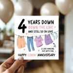 Funny Linen Anniversary Card For Husband Wife 4th Anniversary