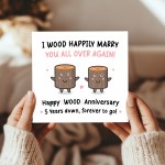 Funny Wood Anniversary Card For Husband Wife 5th Anniversary Car