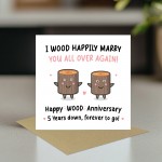Funny Wood Anniversary Card For Husband Wife 5th Anniversary Car