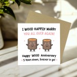 Funny Wood Anniversary Card For Husband Wife 5th Anniversary Car
