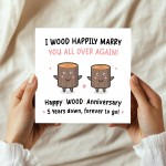 Funny Wood Anniversary Card For Husband Wife 5th Anniversary Car