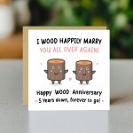Funny Wood Anniversary Card For Husband Wife 5th Anniversary Car