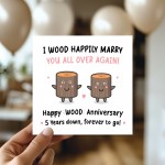Funny Wood Anniversary Card For Husband Wife 5th Anniversary Car