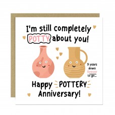 Funny Pottery Anniversary Card For Husband Wife 9th Anniversary 