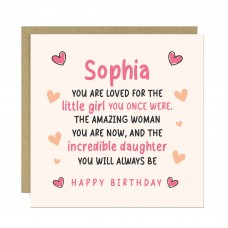 Personalised Birthday Card For Daughter Square Card With Envelop