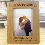 Personalised Wedding Day Photo Frame and Heart Husband Wife Gift