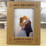 Personalised Wedding Day Photo Frame and Heart Husband Wife Gift
