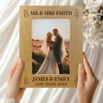 Personalised Wedding Gift Wood Wedding Day Photo Frame and Heart
