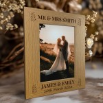 Personalised Wedding Gift Wood Wedding Day Photo Frame and Heart
