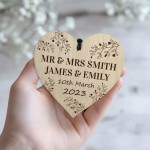Personalised Wedding Gift Wood Wedding Day Photo Frame and Heart