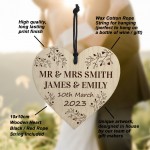 Personalised Wedding Gift Wood Wedding Day Photo Frame and Heart