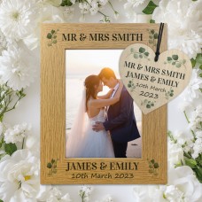 Personalised Wedding Gift Wood 7x5 Photo Frame Wood Heart 