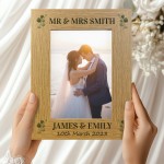 Personalised Wedding Gift Wood 7x5 Photo Frame Wood Heart 