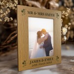 Personalised Wedding Gift Wood 7x5 Photo Frame Wood Heart 