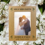 Personalised Wedding Gift Wood 7x5 Photo Frame Wood Heart 