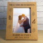 Wood Wedding Photo Frame Personalised Gift For Wife