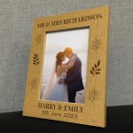Wood Wedding Photo Frame Personalised Gift For Wife