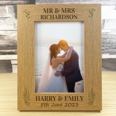 Wooden Wedding Photo Frame Personalised Gift For Bride Groom