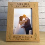 Wooden Wedding Photo Frame Personalised Gift For Bride Groom