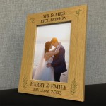 Wooden Wedding Photo Frame Personalised Gift For Bride Groom