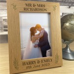Wooden Wedding Photo Frame Personalised Gift For Bride Groom