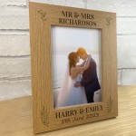 Wooden Wedding Photo Frame Personalised Gift For Bride Groom