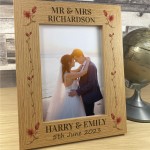 Personalised Wood Wedding Photo Frame and Heart Gift For Couple