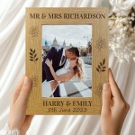 Personalised Wood Wedding Photo Frame and Heart Gift Bride Groom