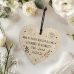 Personalised Wood Wedding Photo Frame and Heart Gift Bride Groom