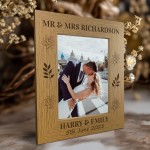 Personalised Wood Wedding Photo Frame and Heart Gift Bride Groom