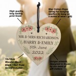Personalised Wedding Gift Wood Wedding Day 7x5 Photo Frame Heart