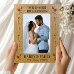 Wedding Gift Wood Wedding Day Personalised Photo Frame and Heart
