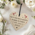 Wedding Gift Wood Wedding Day Personalised Photo Frame and Heart