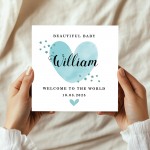 New Baby Card Watercolour Personalised Welcome to the World Boy