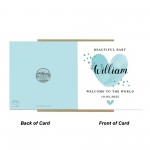 New Baby Card Watercolour Personalised Welcome to the World Boy