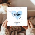 Personalised New Baby Card Watercolour Welcome to the World Card
