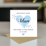 Personalised New Baby Card Watercolour Welcome to the World Card