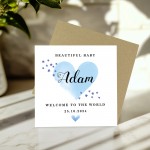 Personalised New Baby Card Watercolour Welcome to the World Card