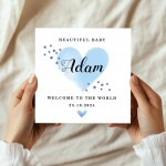 Personalised New Baby Card Watercolour Welcome to the World Card