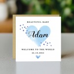Personalised New Baby Card Watercolour Welcome to the World Card