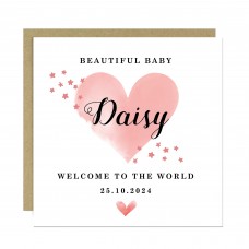 New Baby Card Watercolour Personalised Welcome to the World Card