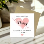 New Baby Card Watercolour Personalised Welcome to the World Card